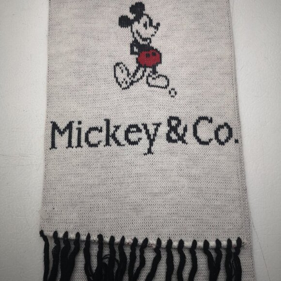 Mickey & Co Unisex Light Grey with Black Fringe Double Knit Scarf - Picture 3 of 4